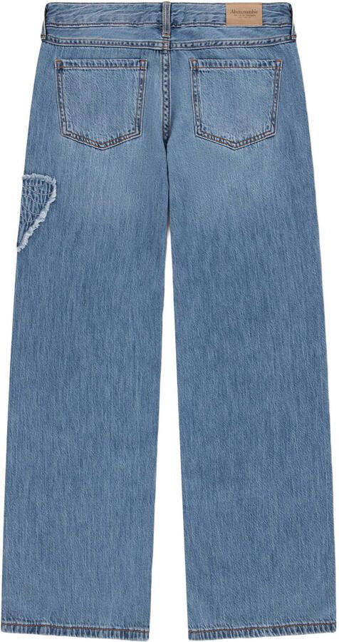 Abercrombie & Fitch baggy jeans met borduursels middelblauw