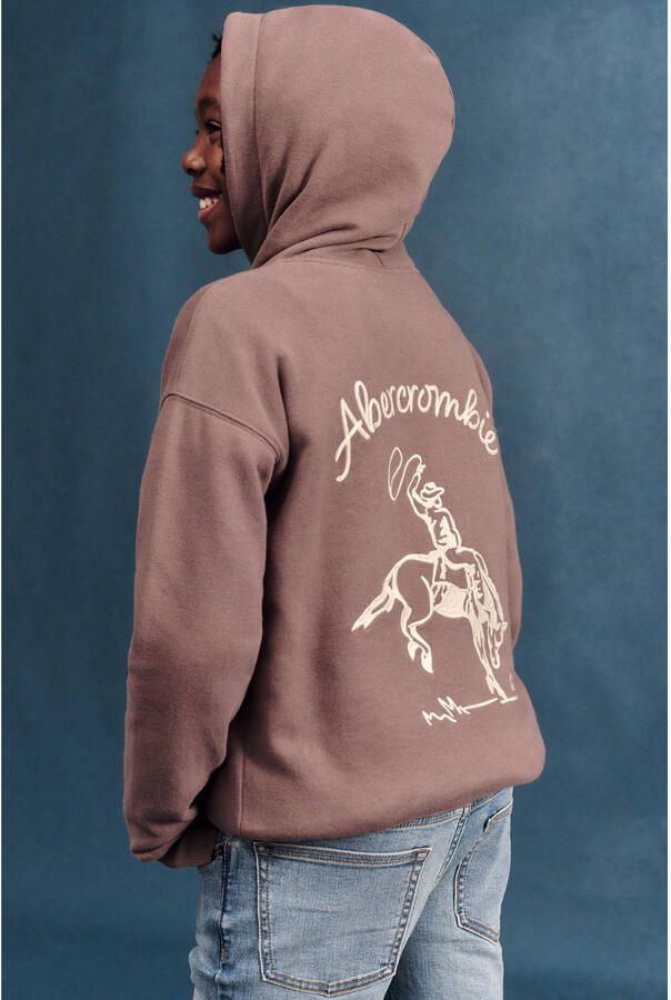 Abercrombie & Fitch hoodie met backprint bruin Sweater Backprint - Foto 2