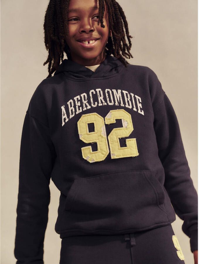 Abercrombie & Fitch hoodie met tekst donkerblauw - Foto 1