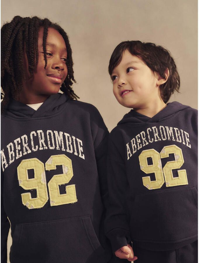 Abercrombie & Fitch hoodie met tekst donkerblauw - Foto 3