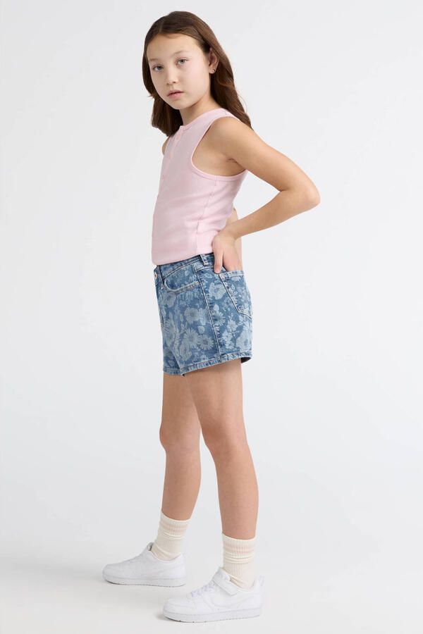 Abercrombie & Fitch regular waist gebloemde short light blue denim