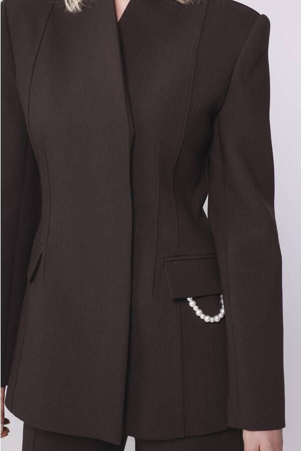 Accentil getailleerde blazer donkerbruin - Foto 2