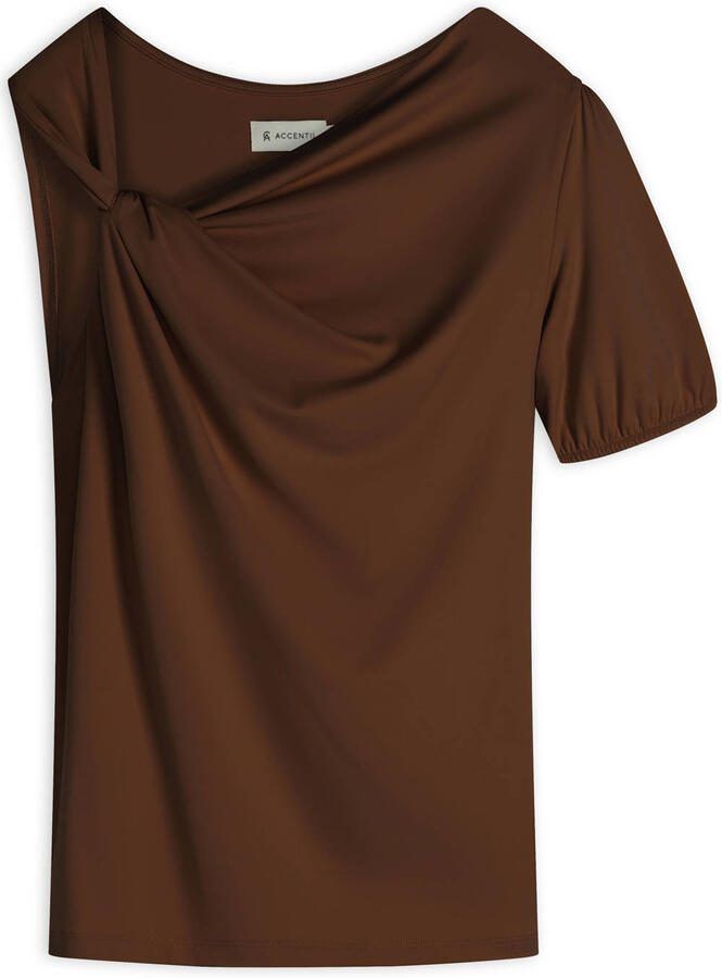 Accentil jersey asymmetrische top donkerbruin - Foto 2