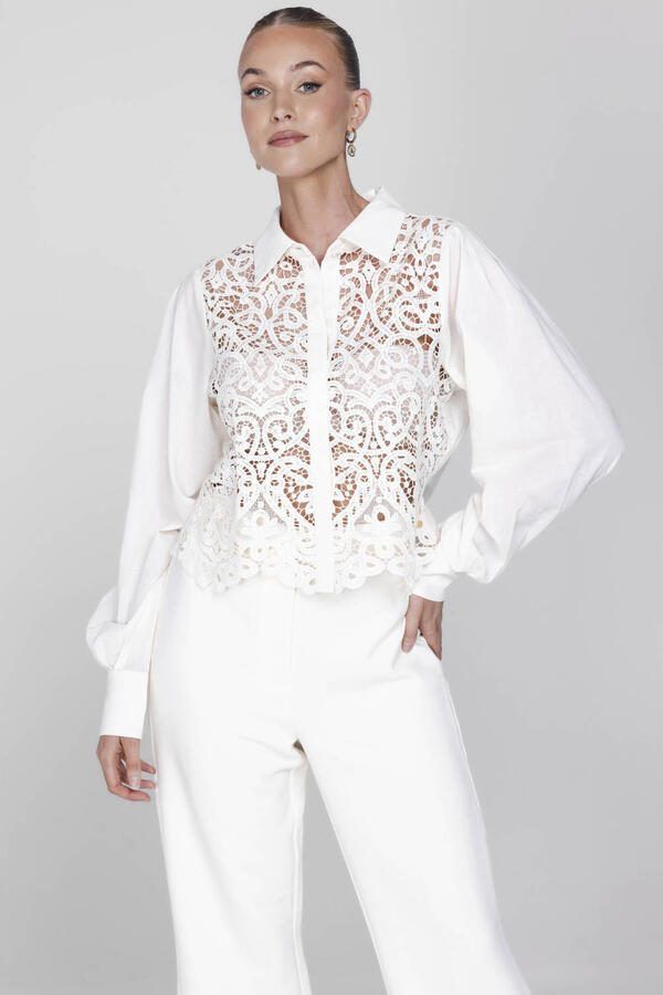 Accentil kanten blouse ecru