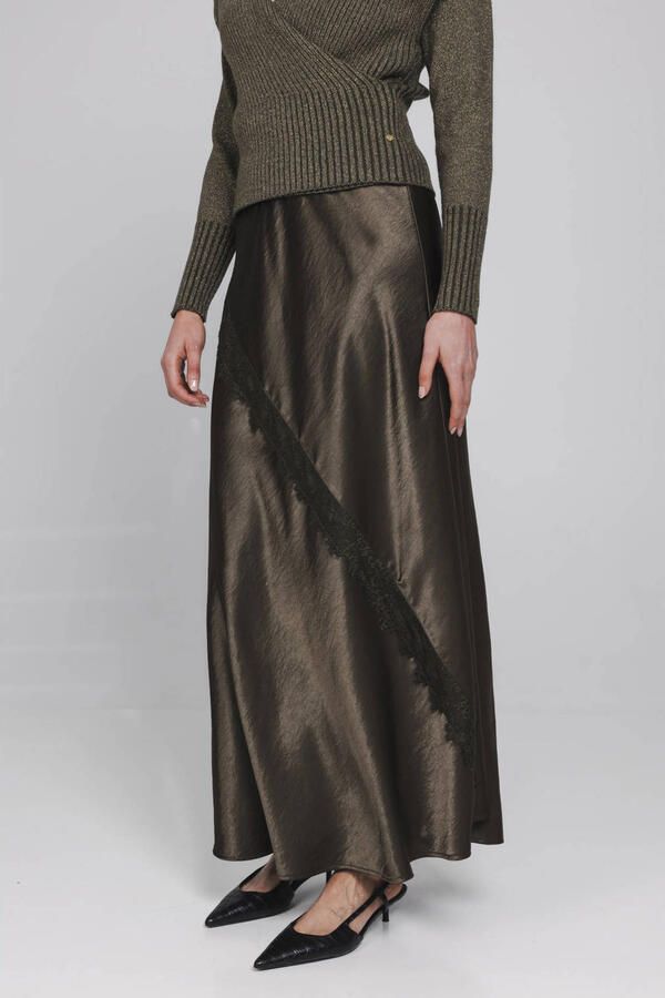 Accentil maxi rok donkergroen zwart