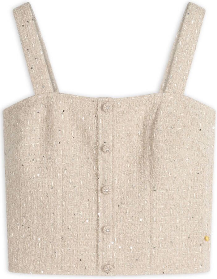 Accentil mouwloze top met wol beige met pailletten - Foto 2