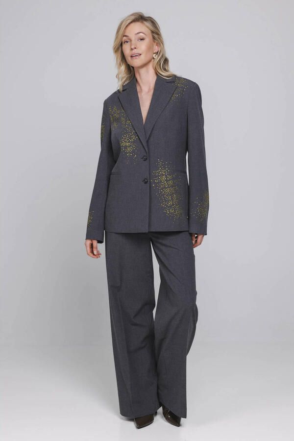 Accentil oversized blazer met pailletten grijs