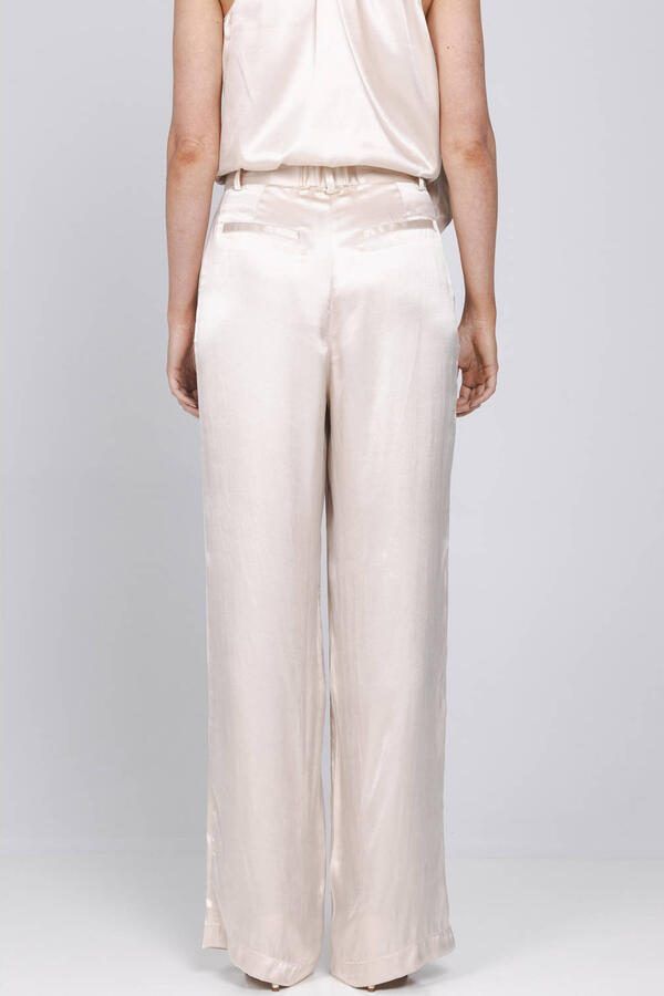 Accentil satijnen wide leg regular waist broek lichtroze - Foto 2