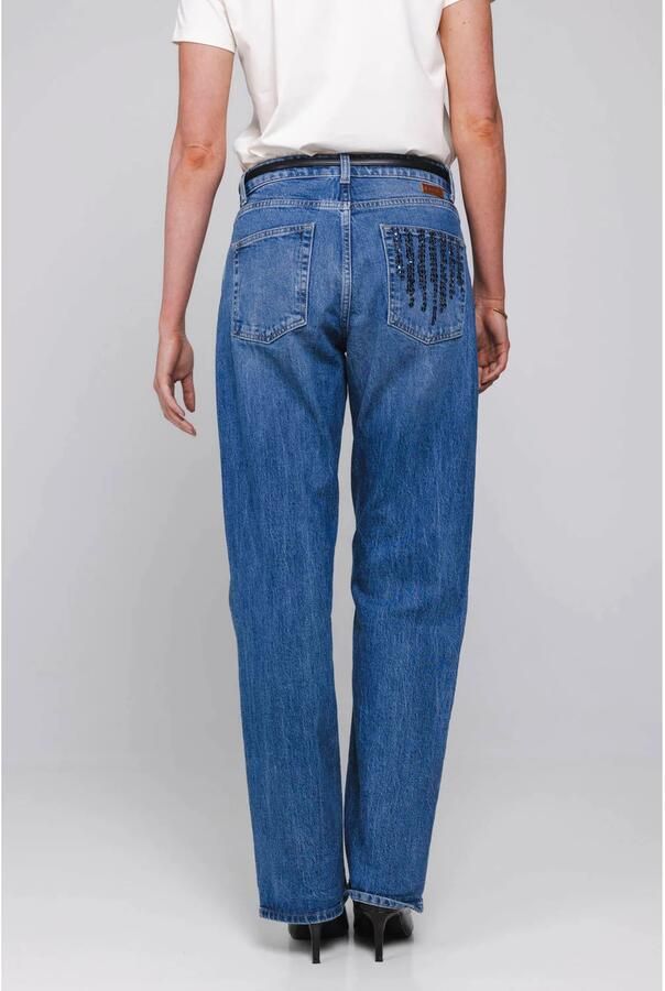 Accentil straight leg jeans met pailletten medium blue denim - Foto 2