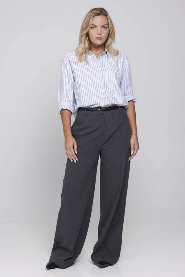 Accentil wide leg broek donkerblauw