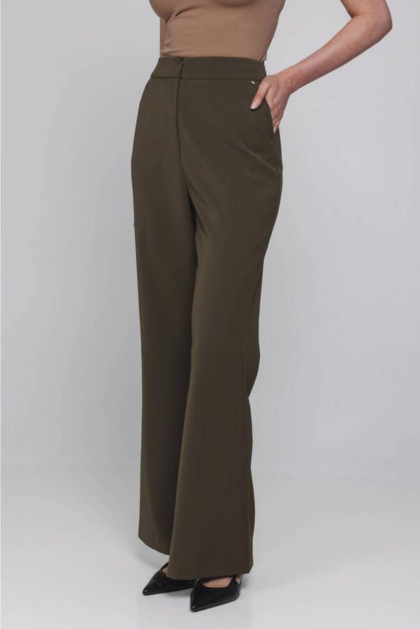 Accentil wide leg broek donkergroen - Foto 2