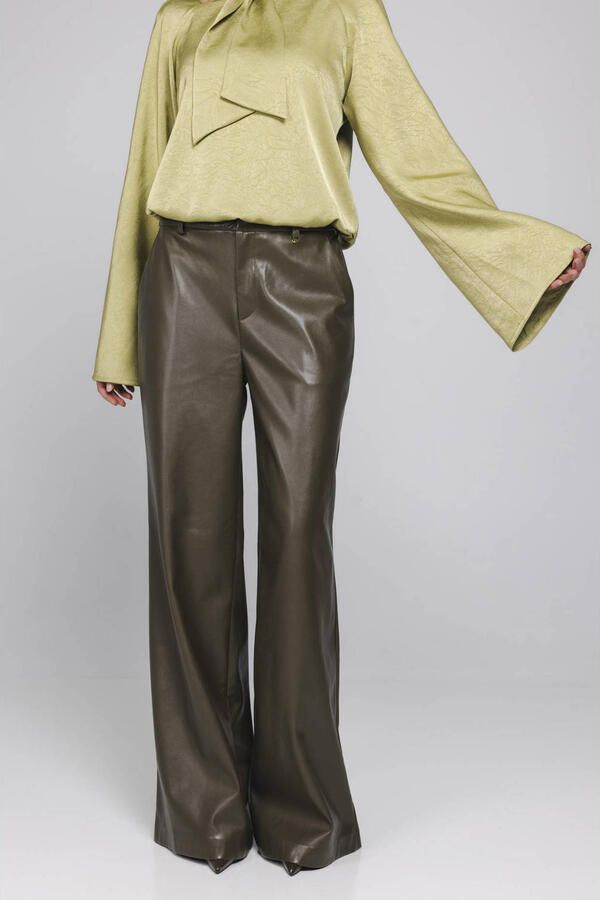 Accentil wide leg high waist broek donkergroen
