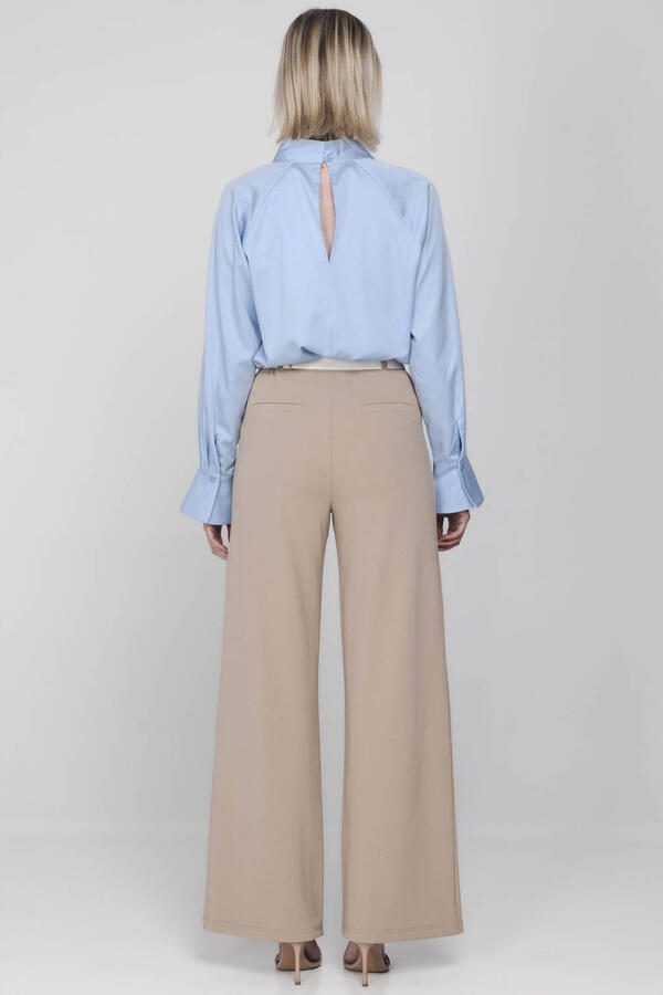 Accentil wide leg high waist casual broek zand - Foto 2
