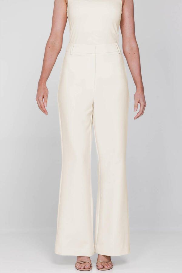 Accentil wide leg high waist pantalon ecru