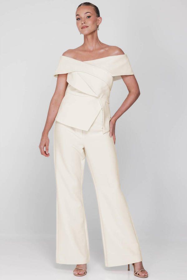 Accentil wide leg high waist pantalon ecru - Foto 2