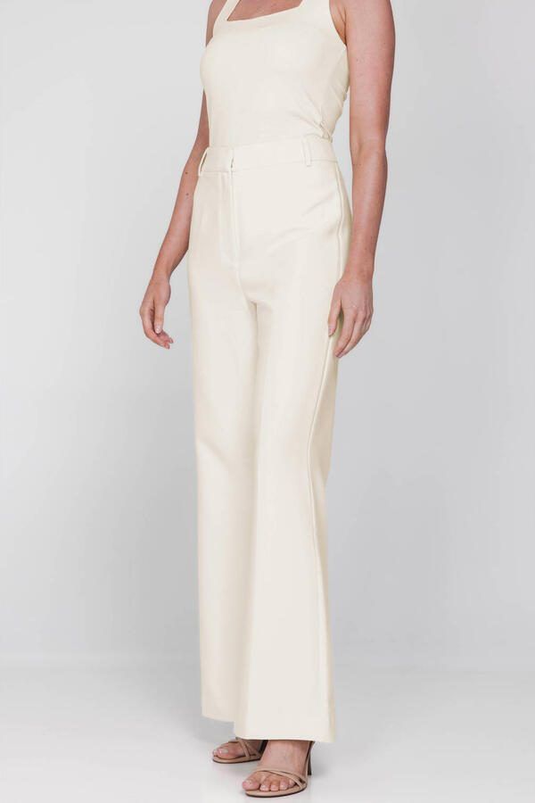 Accentil wide leg high waist pantalon ecru - Foto 3