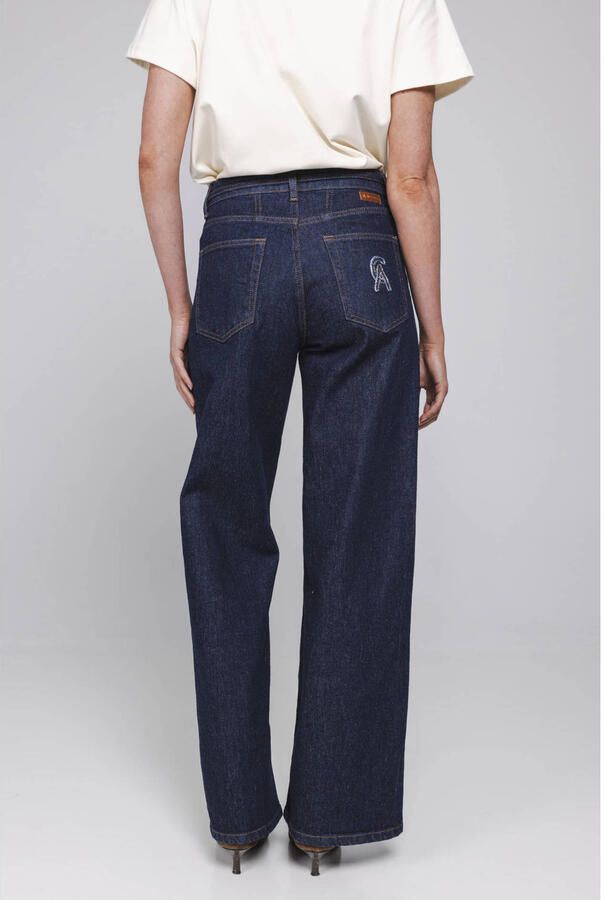 Accentil wide leg jeans met ceintuur dark blue - Foto 2