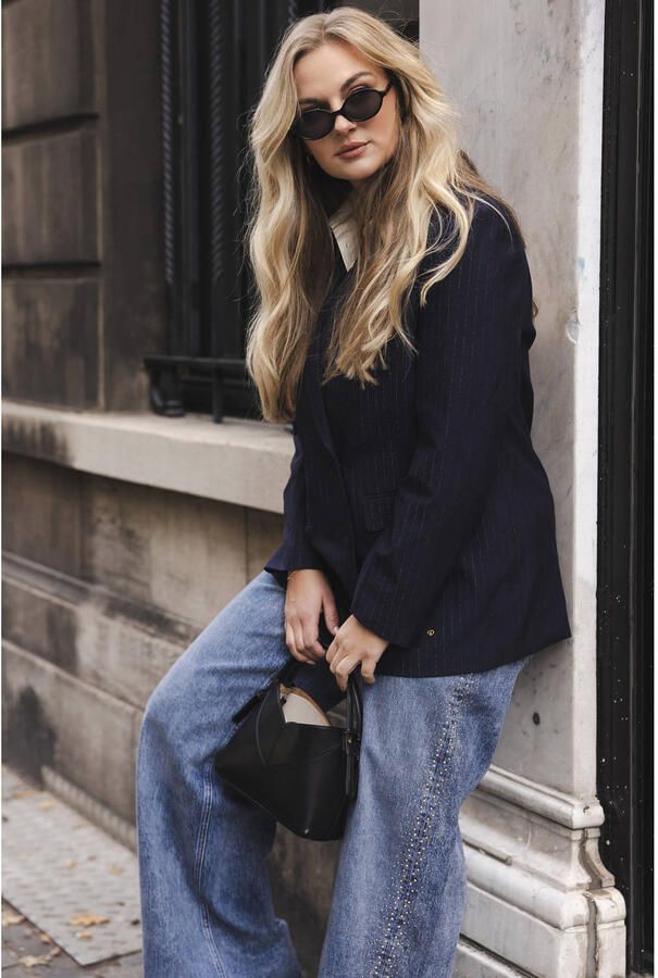 Accentil wide leg jeans met strass-steentjes medium blue denim - Foto 2
