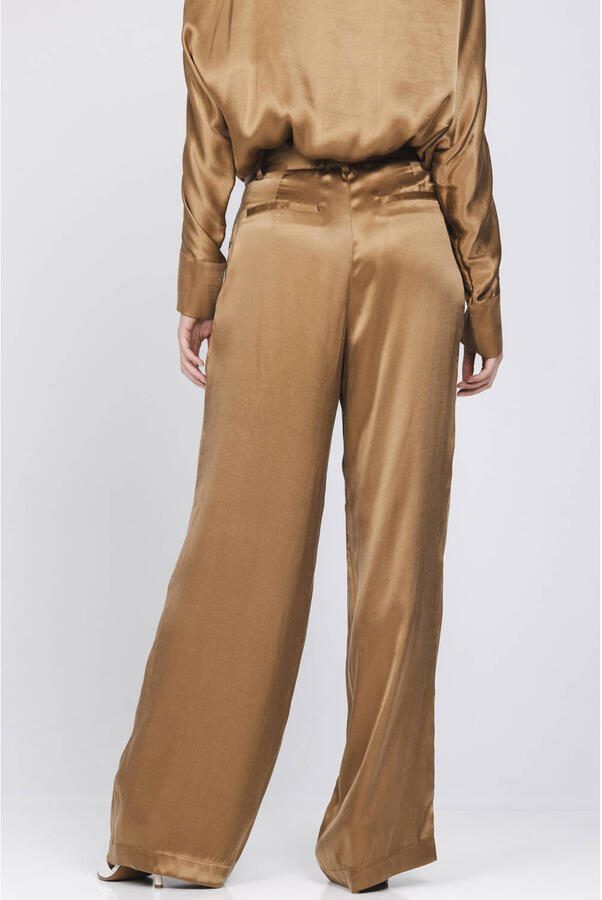 Accentil wide leg regular waist broek goud - Foto 2