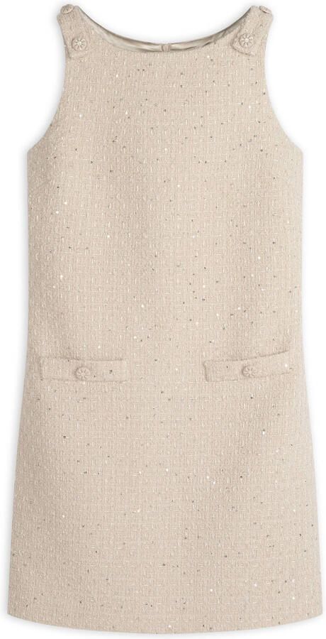 Accentil wollen korte jurk met pailletten beige - Foto 3
