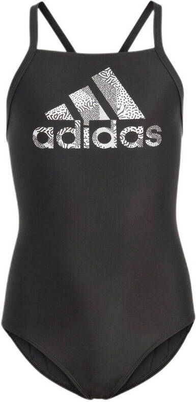 Adidas Performance Infinitex sportbadpak zwart wit Meisjes Gerecycled polyamide (duurzaam) 110