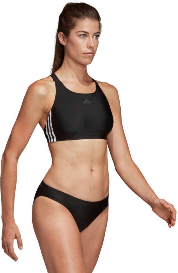 Adidas Performance niet-voorgevormde sportbikini 3-stripes zwart wit