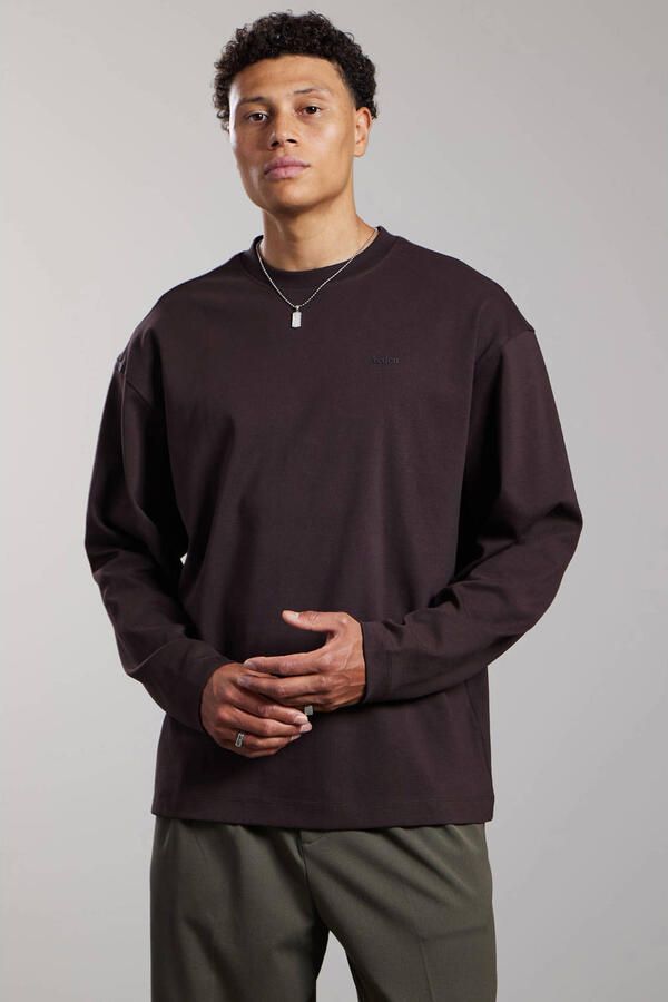 Aeden oversized longsleeve met backprint donkerbruin