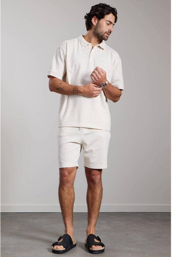 Aeden oversized polo met linnen met textuur ecru - Foto 2