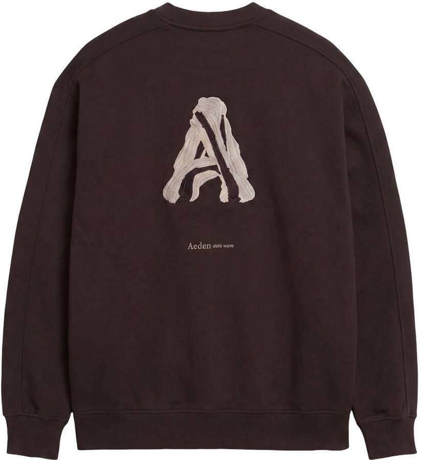 Aeden oversized sweater met borduursels en backprint donkerbruin - Foto 2