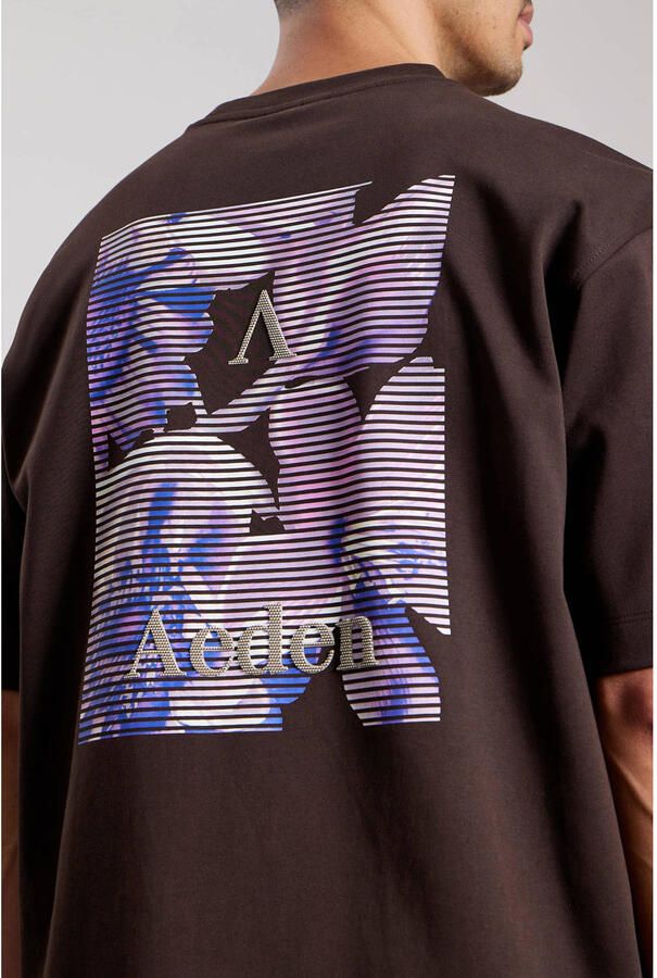 Aeden oversized T-shirt met backprint bruin - Foto 2