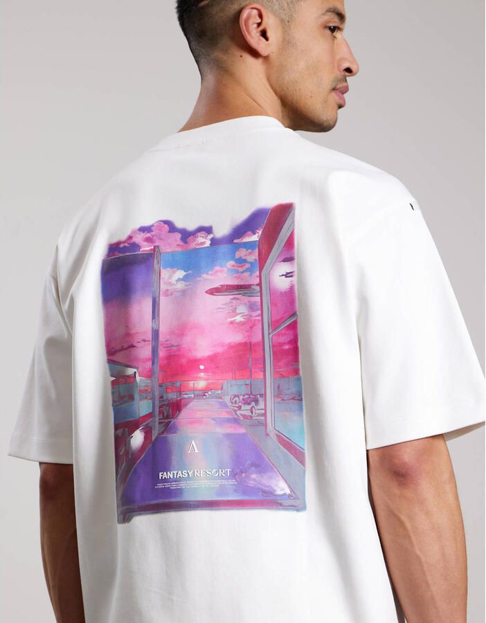 Aeden oversized T-shirt met backprint wit - Foto 2