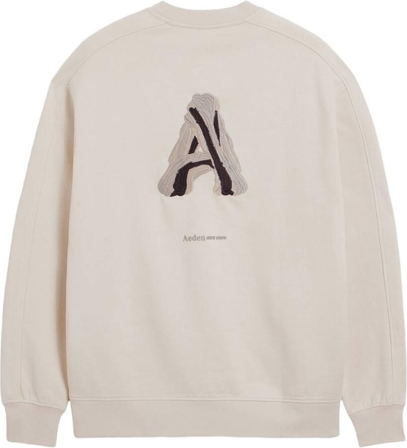Aeden oversized trui met borduursels en backprint beige - Foto 2