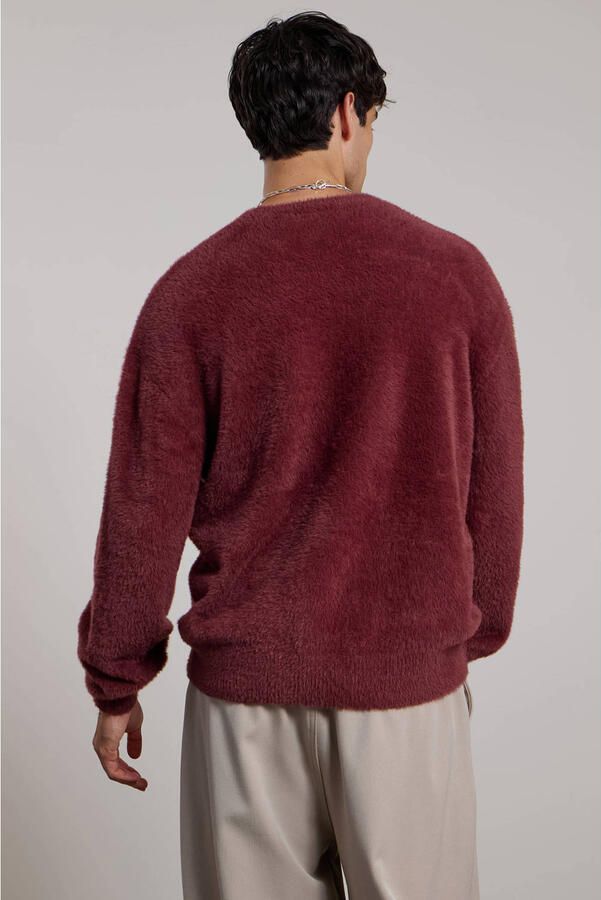 Aeden regular fit gebreide trui met logo bordeaux - Foto 3