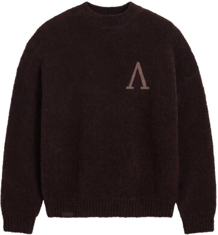 Aeden regular fit gebreide trui met logo bruin