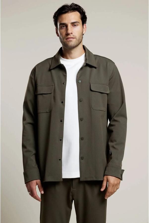 Aeden regular fit overshirt donkergroen