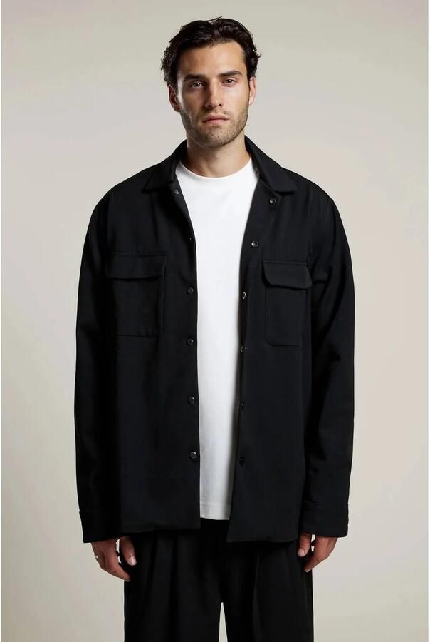 Aeden regular fit overshirt zwart