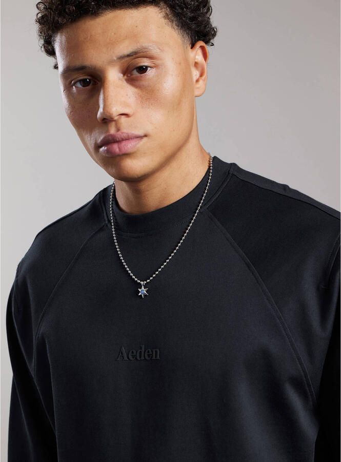 Aeden relaxed fit longsleeve met borduursels en backprint zwart - Foto 3