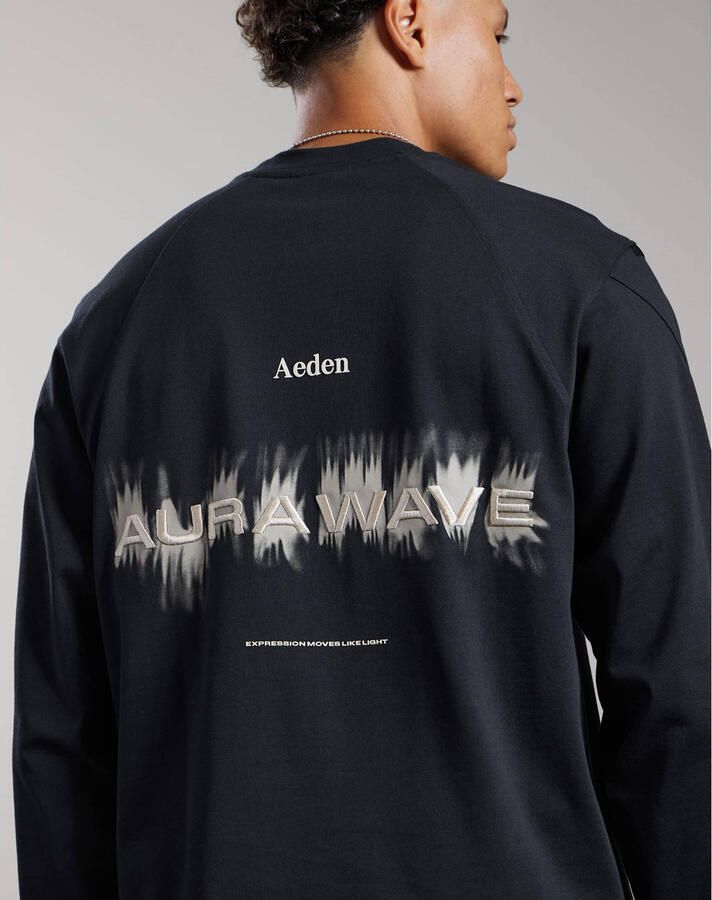 Aeden relaxed fit longsleeve met borduursels en backprint zwart - Foto 2