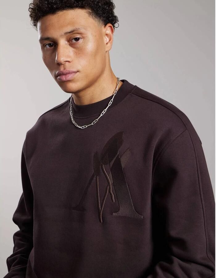 Aeden relaxed fit sweater met borduursels ganache - Foto 2