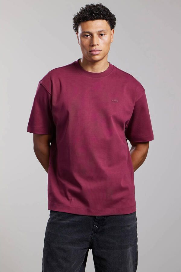 Aeden relaxed fit T-shirt met backprint bordeaux