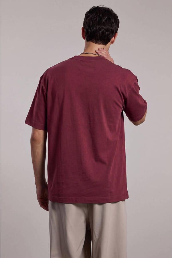 Aeden relaxed fit T-shirt met borduursels bordeaux - Foto 2