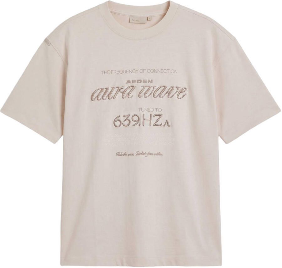Aeden relaxed fit T-shirt met print en borduursels ecru - Foto 2