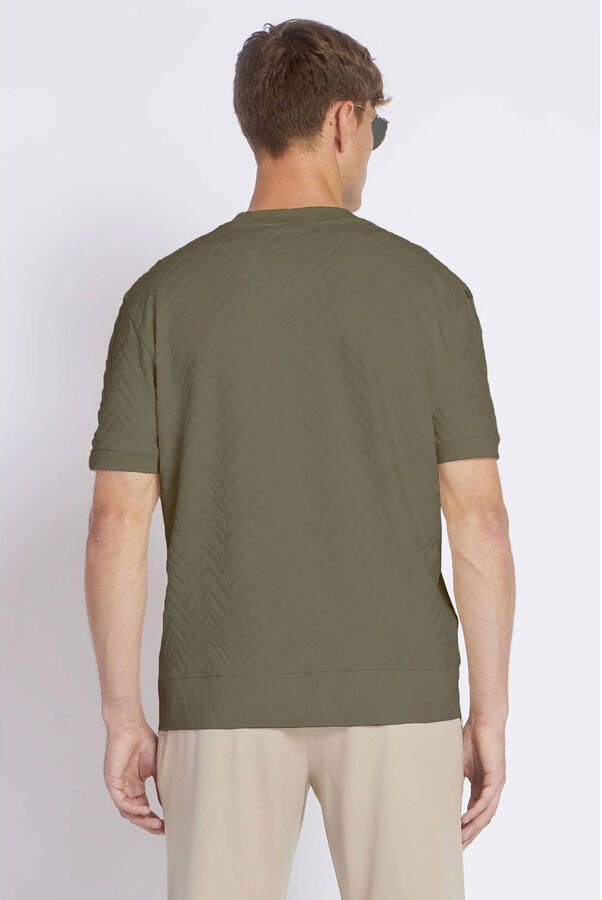Aeden relaxed T-shirt met ingebreid patroon groen - Foto 3