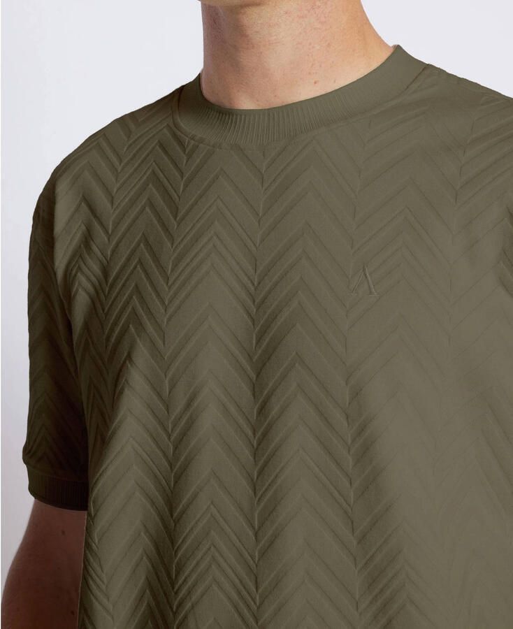 Aeden relaxed T-shirt met ingebreid patroon groen - Foto 2