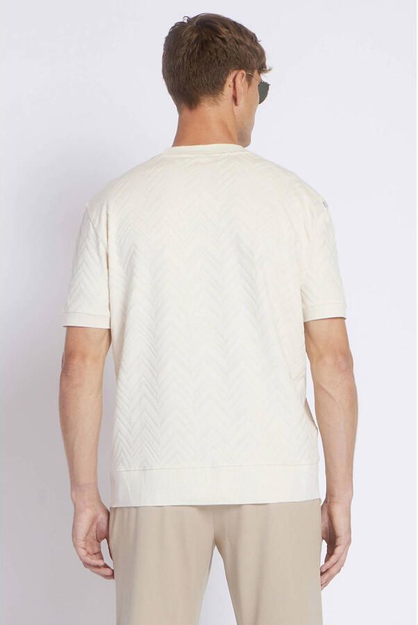 Aeden relaxed T-shirt met ingebreid patroon wit - Foto 2