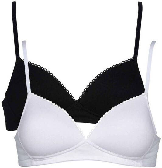 Mustang Beugelloze-bh platte afwerking gewatteerd zonder beugel basic katoenmix (Set van 2)