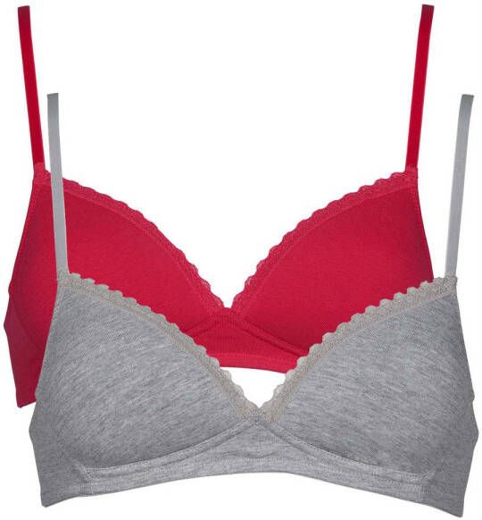 Mustang Soft-bh Padded cotton bra met kant gewatteerd zonder beugel basic katoenmix (Set van 2)