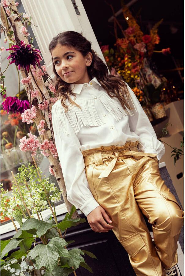 AI&KO blouse Coline met franjes wit Meisjes Viscose Klassieke kraag Effen 152 - Foto 2