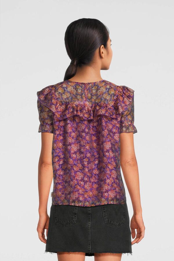 AI&KO gebloemde top Greta paars Meisjes Katoen Ronde hals Bloemen 164 - Foto 4