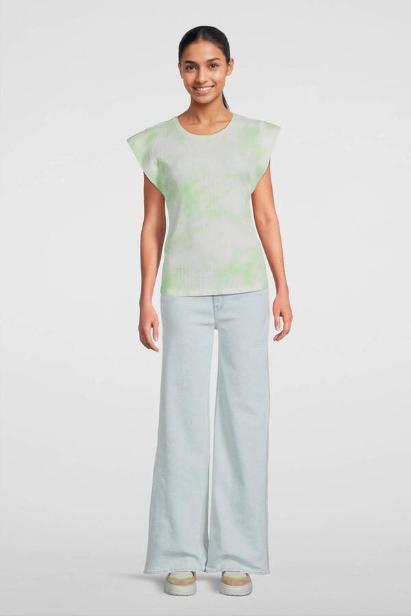 AI&KO tie-dye T-shirt Cora groen wit Meisjes Katoen Ronde hals Tie-dye 152 - Foto 3